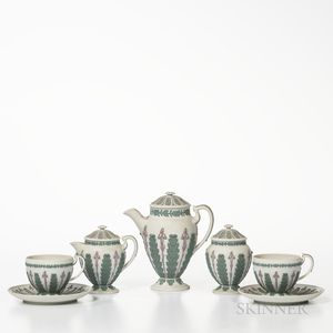 Five-piece Wedgwood Tricolor Jasper Tea Service