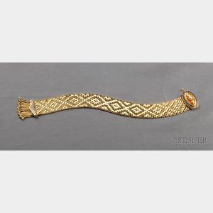 14kt Gold, Enamel, and Cultured Pearl Bracelet