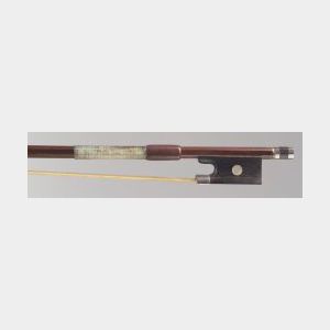 French Silver Mounted Violin Bow, Probably Bazin Workshop