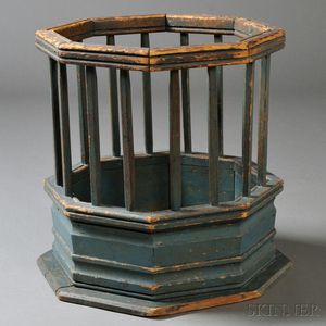 Blue-painted Octagonal-form Baby Tender
