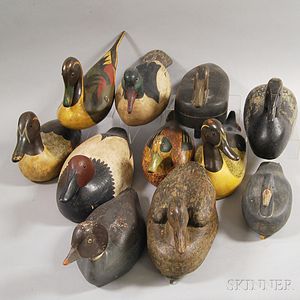 Eleven Carved and Painted Duck Decoys