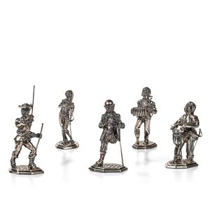 Five Sterling Silver Pirate Musician Figures