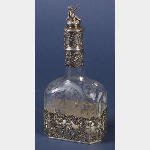 Dutch Silver-Mounted Cut and Frosted Glass Decanter
