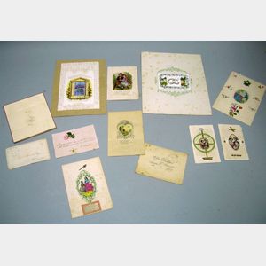 Group of Mid-19th Century Mostly Paper Lace or Embossed Colored Lithograph Valentines