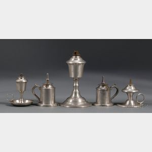 Five Pewter Lamps