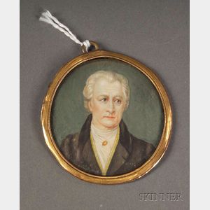 Continental Portrait Miniature on Ivory of the Author Johann Wolfgang Goethe