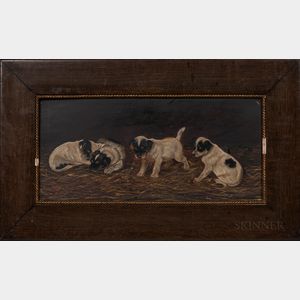 American School, Late 19th Century Four Jack Russell Terrier Puppies
