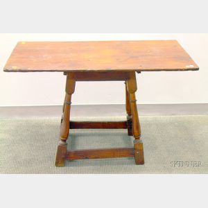 William & Mary Pine and Maple Table with Splayed Legs