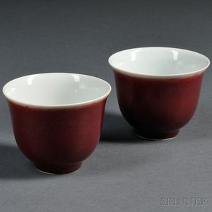 Pair of Oxblood-glazed Teacups