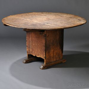 Dark Red-painted Shoe-foot Hutch Table