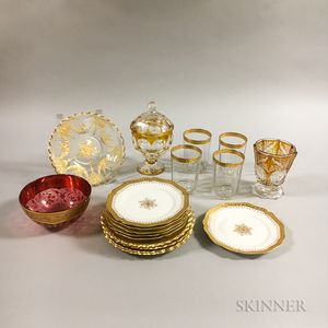 Nineteen Pieces of Glass and Porcelain Tableware