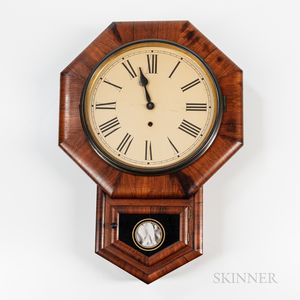 Oak Veneer Octagonal Schoolhouse Clock