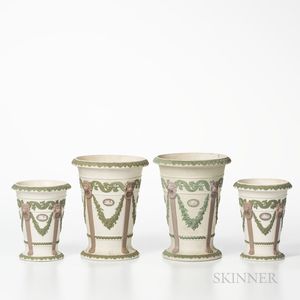 Four Similar Wedgwood Tricolor Jasper Vases