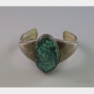 Southwestern Sterling Silver Navajo-style Turquoise Bracelet