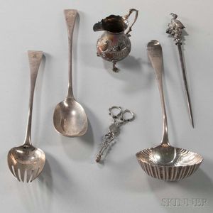 Five Pieces of George II/III Sterling Silver Tableware