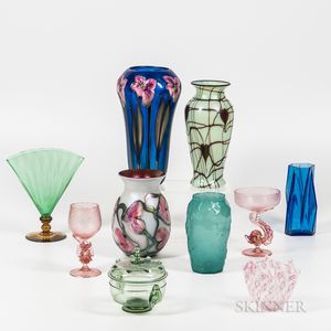 Ten Art Glass Vessels