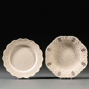 Two Staffordshire Salt-glazed Stoneware Dishes