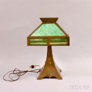 Arts and Crafts Slag Glass Lamp