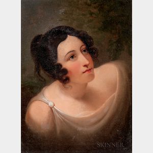 Attributed to Rembrandt Peale (American, 1778-1860) Portrait Head of a Woman in Neoclassical Dress