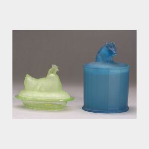 Two Frosted Colored Glass Tablewares