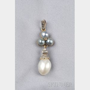 Antique Pearl and Diamond Pendant