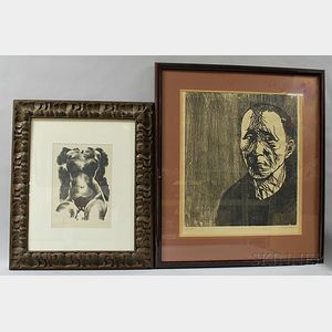 Two Framed Prints: Leonard Baskin (American, 1922-2000),Bertolt Brecht