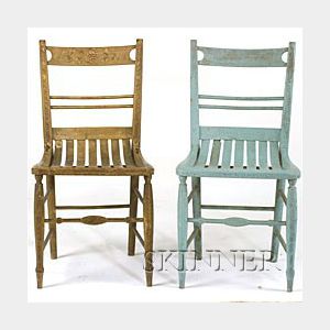 Two Painted and Decorated Bentwood Chairs,