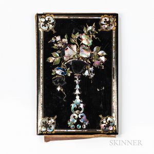 Victorian Black-lacquered/Mother-of-pearl-inlaid Portfolio Blotter