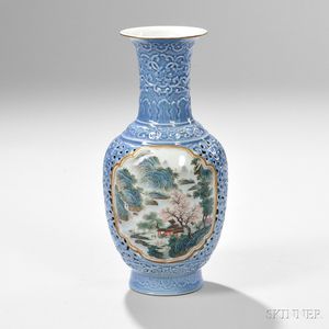 Famille Rose Reticulated Vase