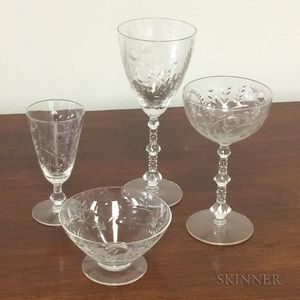 Approximately Forty-seven Pieces of Colorless Glass Stemware. 