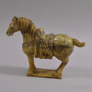 Hardstone Carving of a Caparisoned Horse