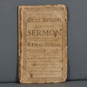 Burnet, Gilbert (1643-1715) The Groans of Great Britain: a Funeral Sermon Preachd Occasionally on the Funeral of our late most Graciou