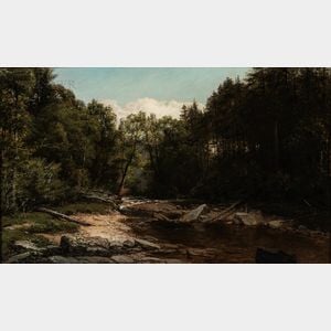 George Hetzel (American, 1826-1899) Woodland Stream