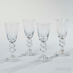 Four Large Colorless 18th Century-style Ale Glasses