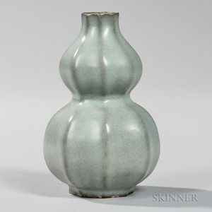 Guan-type Celadon Double Gourd Vase