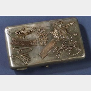Russian Silver and Gold Mounted Presentation Cigarette Case