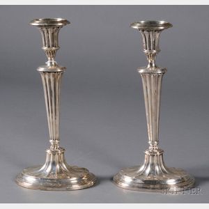 Pair of George VI Weighted Silver Candlesticks