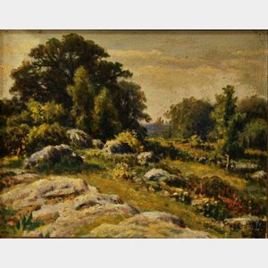Eugene Ferguson (Rhode Island, 19th/20th Century) Landscape of a Rocky Hillside.