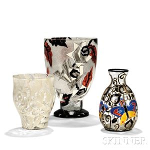 Three Albert Mazoyer Art Deco Glass Vases