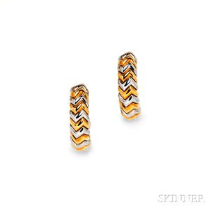 18kt Gold and Stainless Steel "Spiga" Earrings, Bulgari