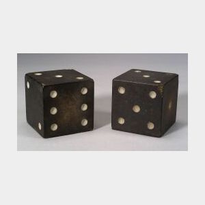 Pair of Painted and Carved Stone Dice