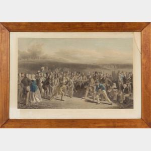 Framed Hand-colored Lithograph The Golfers, A Grand Match Played over