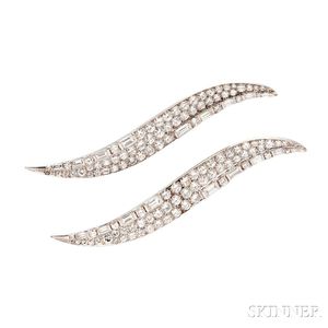 Pair of Platinum and Diamond Clip Brooches