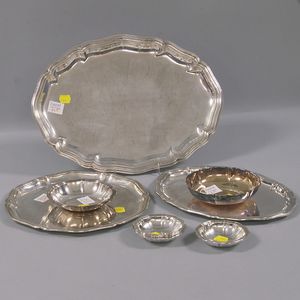 Nine European Silver Trays and Dishes