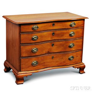 Chippendale Birch Serpentine Chest of Drawers