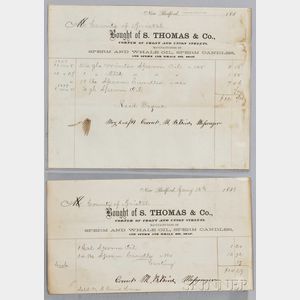 Two S. Thomas & Co. Sperm Whale Product Receipts