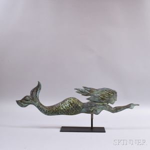 Molded Copper Mermaid Weathervane