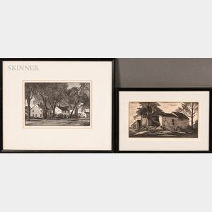 Thomas Willoughby Nason (American, 1889-1971) Two Wood Engravings: Old Barn