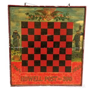 Paint-decorated "Howell Post No. 390" Checkerboard