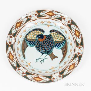 Rozenburg Pottery Polychrome Pheasant-decorated Charger